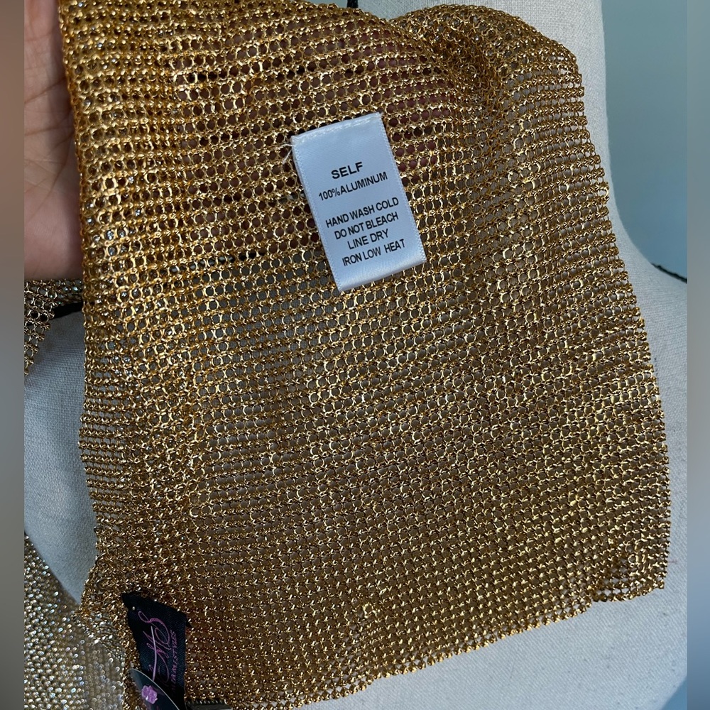 Gold Rhinestone Crop Top - Picture 5 of 6
